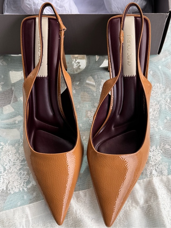 Franco Sarto Shoes - Franco Sarto Averie Patent Leather Camel toffee Slingback Pumps NIB Size 10